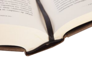 Schwarzes klassisches Kapitelband mit einem Lesezeichen