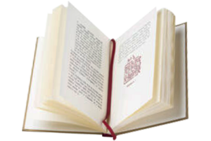 Hardcover-Buch mit rotem Lesezeichen